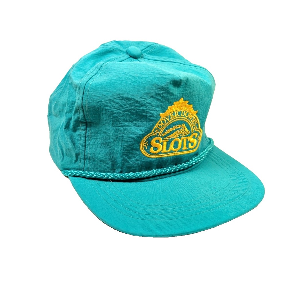Vintage Dover Downs Slots Rope‎ Hat Turquoise Snapback 80s Yupoong Embroidered